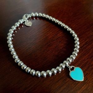 Tiffany Blue Heart Tag Bead Bracelet